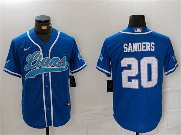 Men's Detroit Lions #20 Barry Sanders Blue Cool Base Stitched Baseball Jersey,We sell and wholesale Men's Detroit Lions #20 Barry Sanders Blue Cool Base Stitched Baseball Jersey on line form chian!